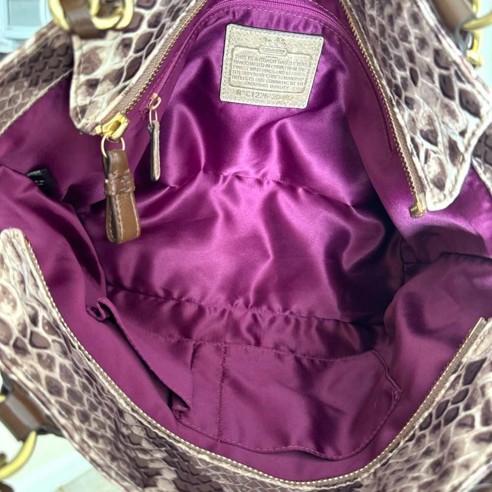 🆕 Coach Madison Tote Python Print Satin Leather Shoulder Bag - Picture 13 of 13